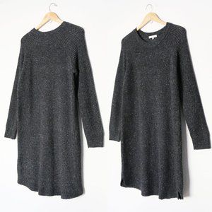 Madewell Curved Hem Sweater Dress M Wool Blend Long Sleeve Donegal Thunder Gray